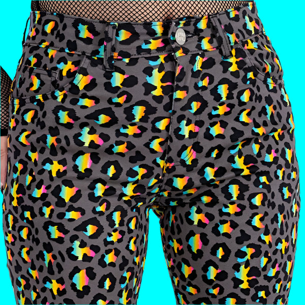 Run and Fly Grey Leopard Print Jeans