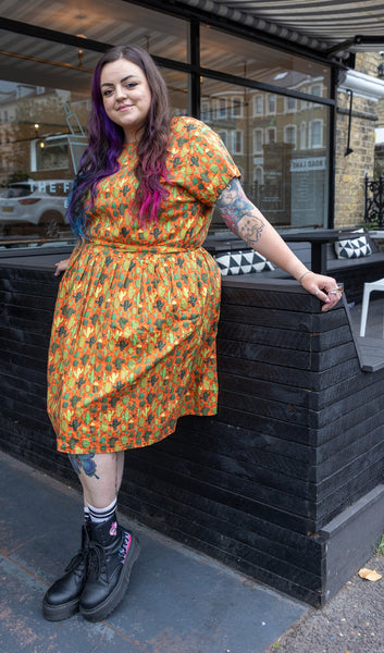 Orange Cactus Belted Dress