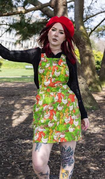 The Mushroom Babes In The Geese Garden Stretch Twill Pinafore Dress