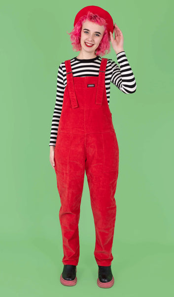 Red Stretch 'Lovecore' Dungarees