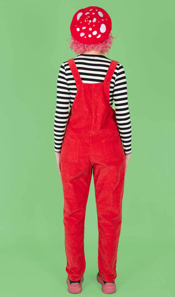 Red Stretch 'Lovecore' Dungarees