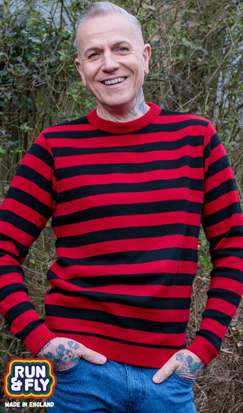 Red and Black Stripey jumper - unisex