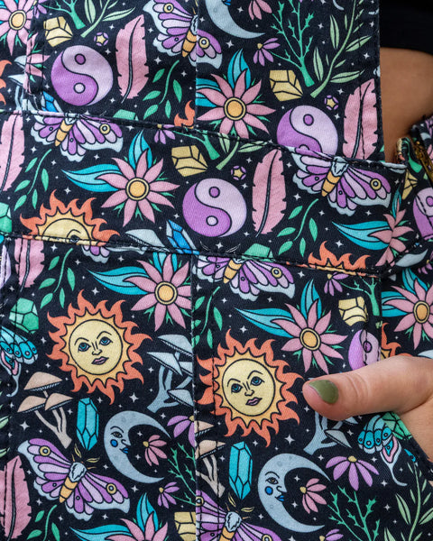 Run and Fly Boho Summer Stretch Twill Pinafore Dress