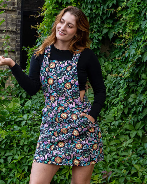 Run and Fly Boho Summer Stretch Twill Pinafore Dress
