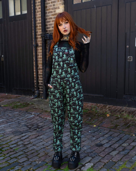 🐙 Green Sea Creatures Stretch Twill Dungarees🐙