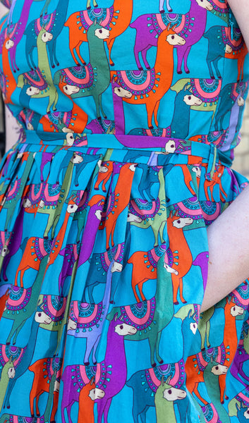 Llama Stretch Belted Dress