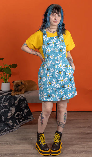 Bee Free Cotton Twill Pinafore Dress