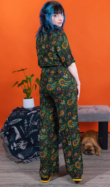 Forest Green Paisley Jumpsuit