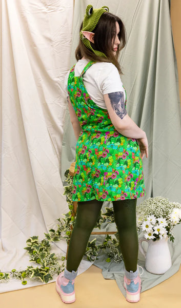 The Mushroom Babes Frogs Stretch Twill Pinafore Dress