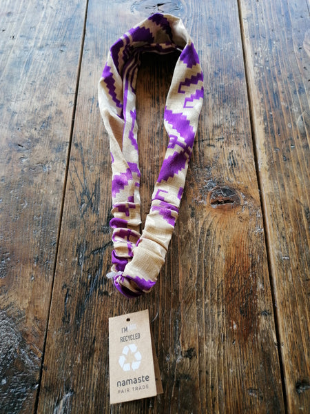 Purple/Cream Aztec style Hairband