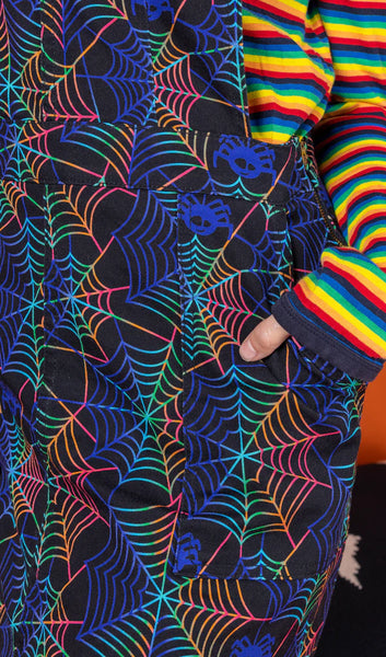 Rainbow Spider Twill Pinafore Dress