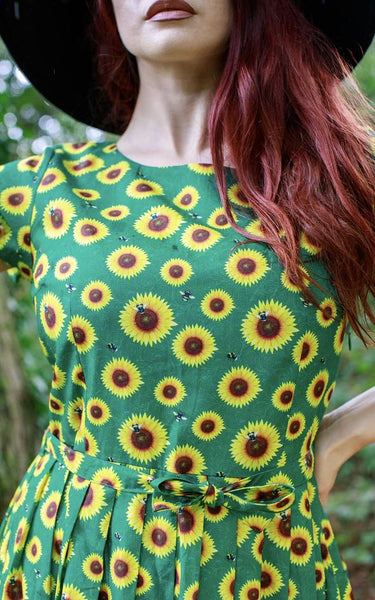 Bee and Sunflower Belted Tea Dress