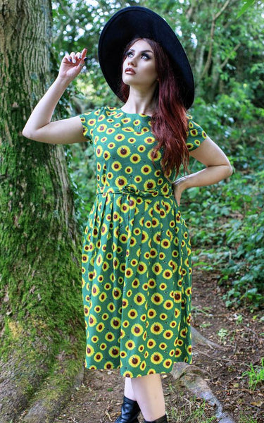 Bee and Sunflower Belted Tea Dress