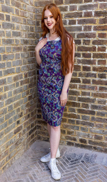 Purple Paisley Long Pinafore