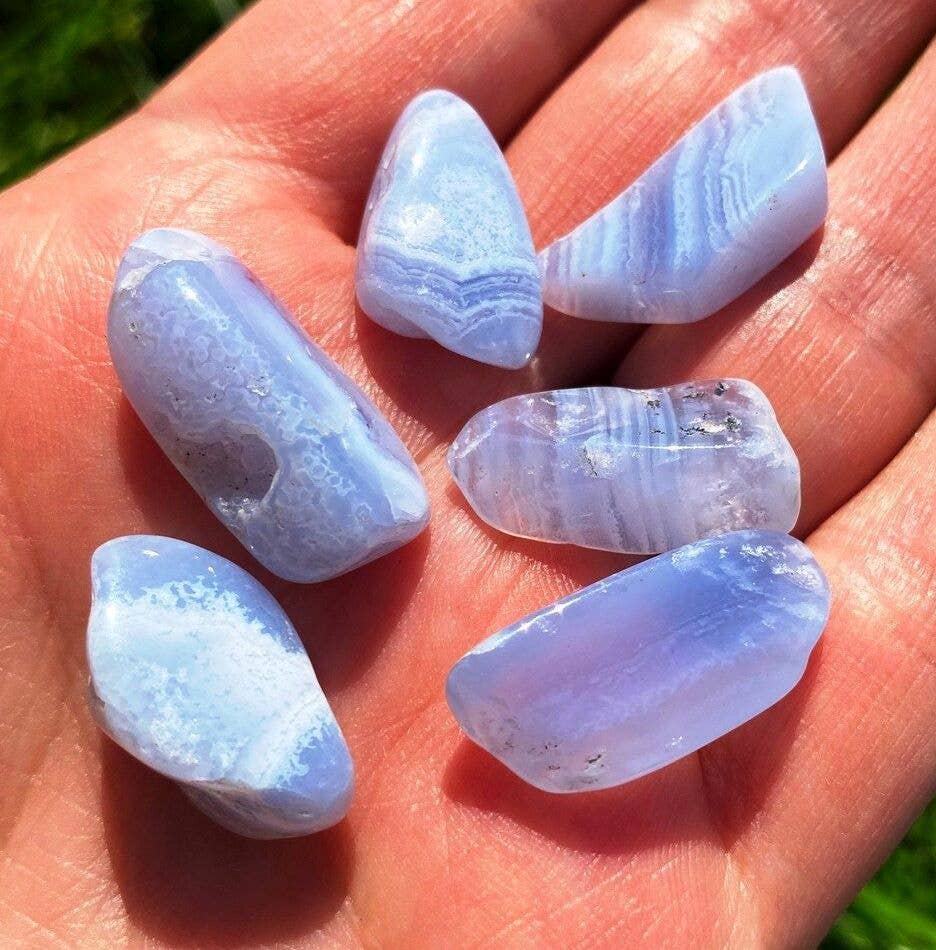 Blue lace agate 1-2cm tumbled stone blue lace tumbles by elf