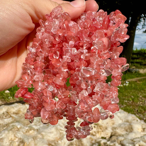 Crystal chip bracelet stretch bracelet gemstone jewelry elf: Red Jasper