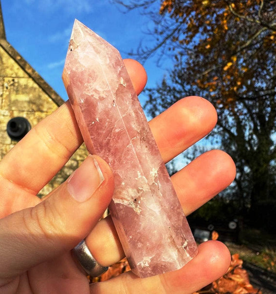 Rose Quartz tower 8-10cm pink quartz wand crystal point pink