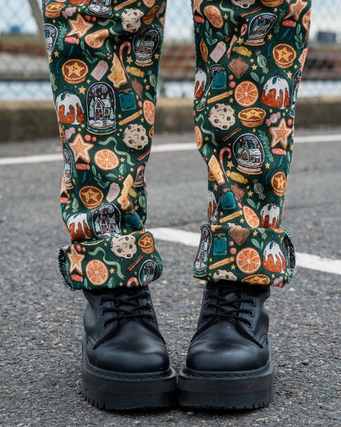 Rebel Romance Yuletide Treats Christmas Stretch Dungarees: XL