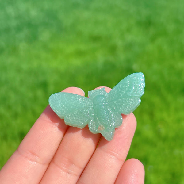 Green Aventurine moth with skull wholesale UK -3.8cm : 1