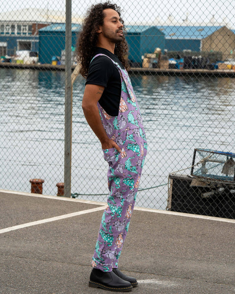 Rebel Romance x Abi Perry Purrfect Cats Stretch Dungarees: L
