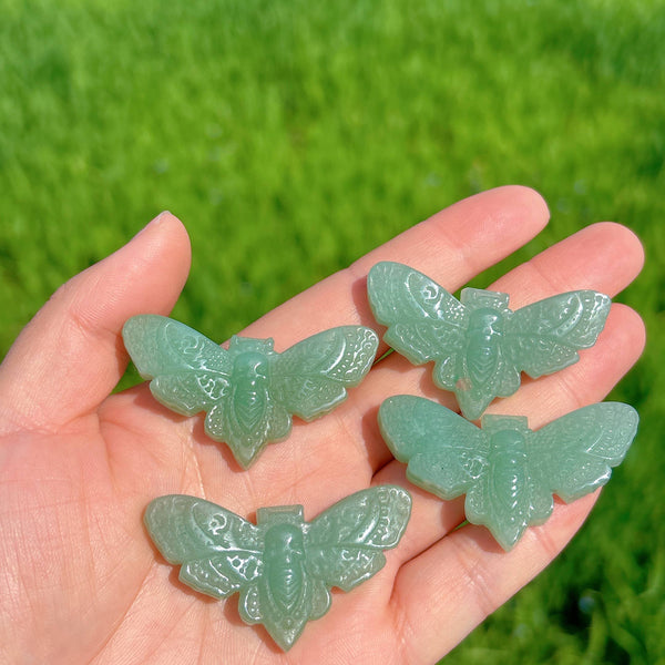 Green Aventurine moth with skull wholesale UK -3.8cm : 1