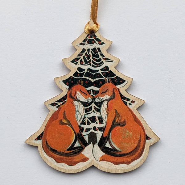 Foxes Wooden Decoration