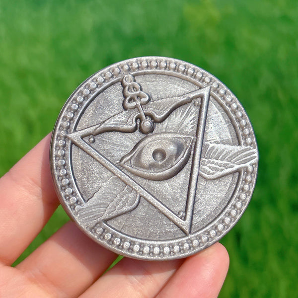Silver obsidian All-seeing/evil eye spiritual Talisman: 1