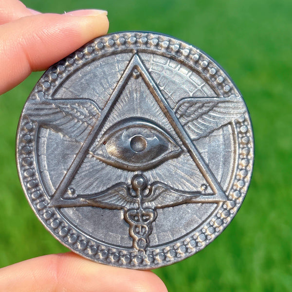 Silver obsidian All-seeing/evil eye spiritual Talisman: 1
