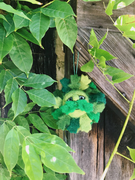 Handmade Needle Felt Green Man Biodegradable Hanging Decor
