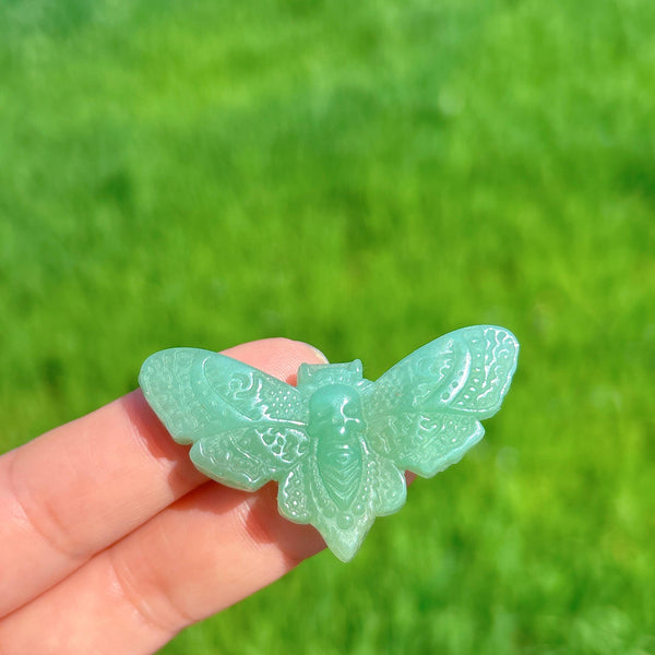 Green Aventurine moth with skull wholesale UK -3.8cm : 1