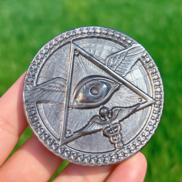 Silver obsidian All-seeing/evil eye spiritual Talisman: 1
