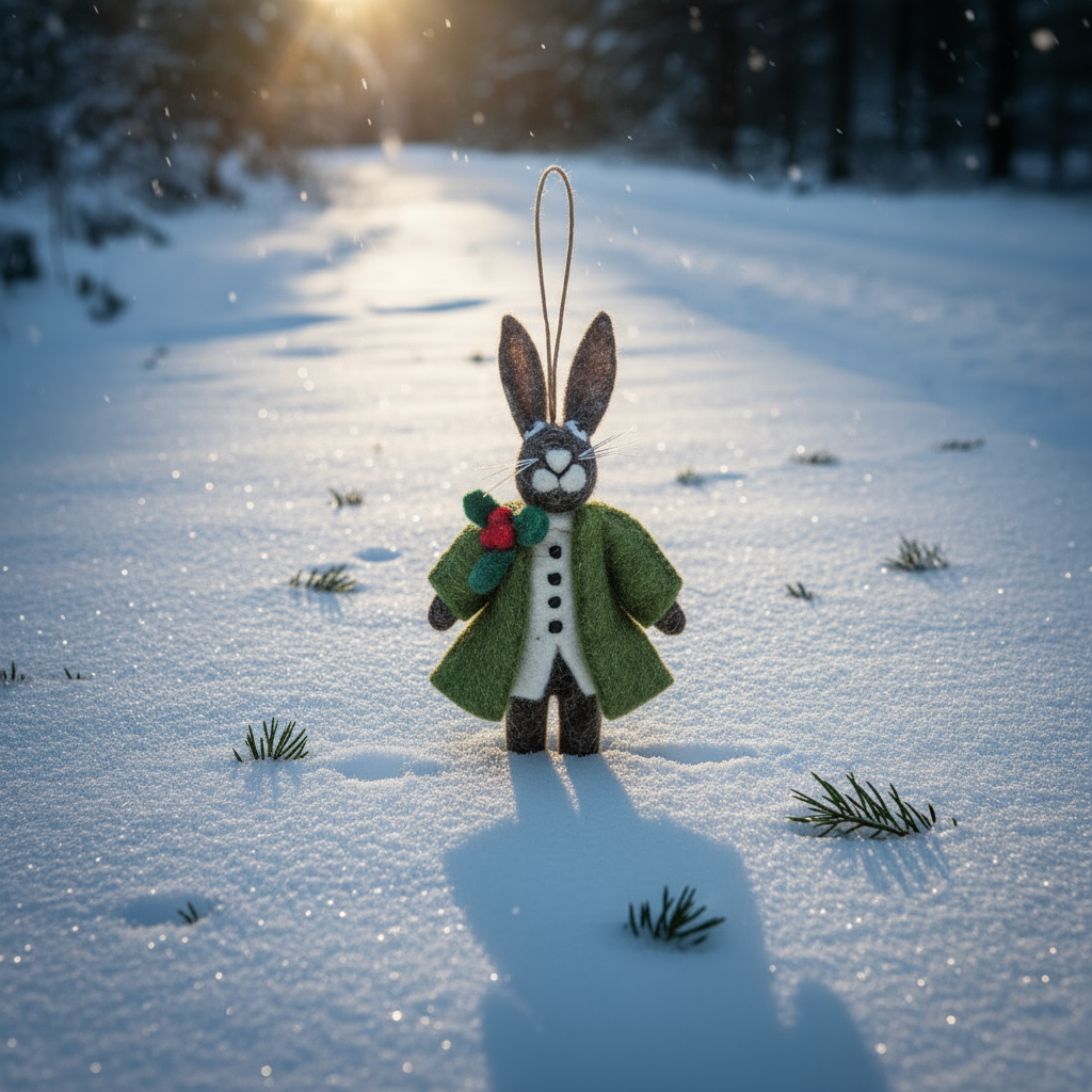 Handmade Felt Hector Christmas Hare Hanging Decoration