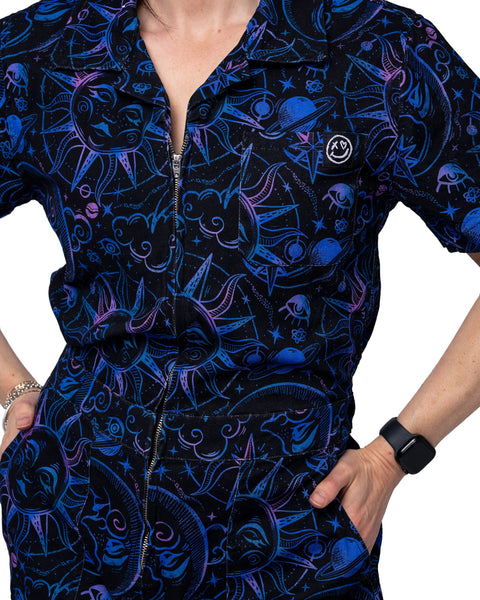 Rebel Romance Celestial Dreams Short Sleeve Boiler Suit: L