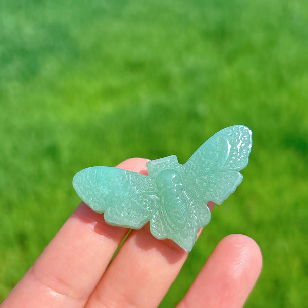 Green Aventurine moth with skull wholesale UK -3.8cm : 1