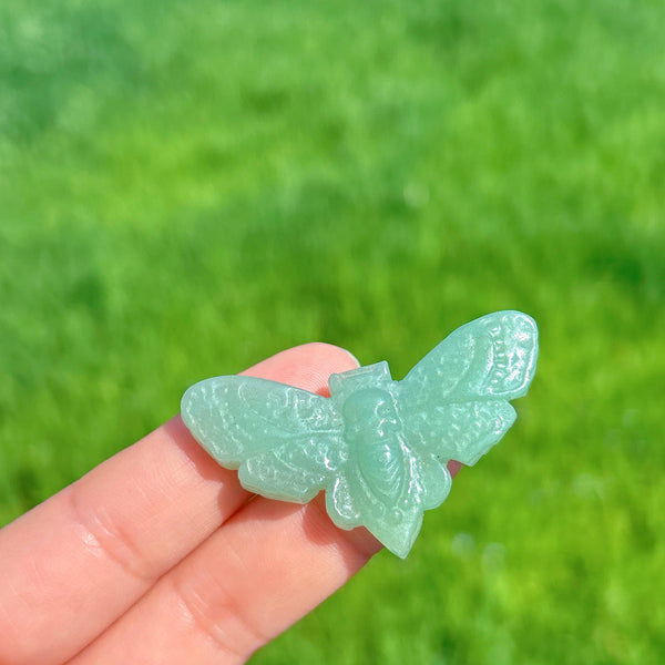 Green Aventurine moth with skull wholesale UK -3.8cm : 1