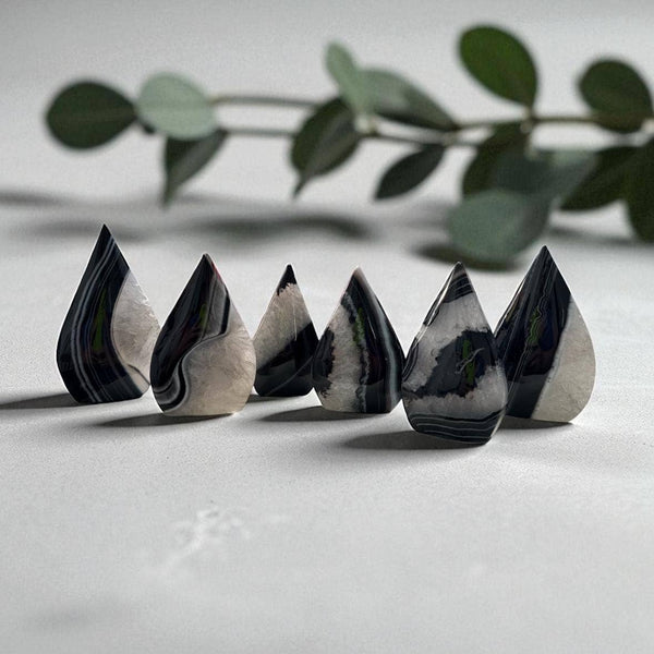 Black Onyx Crystal Flame – Protective Free Form Carving – Luna by Louise, Crystal Shop UK
