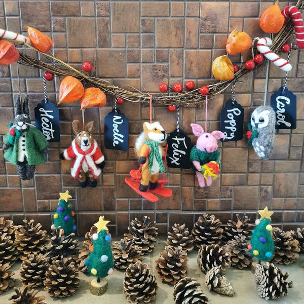 Handmade Felt Carol the Christmas Owl Hanging Decoration