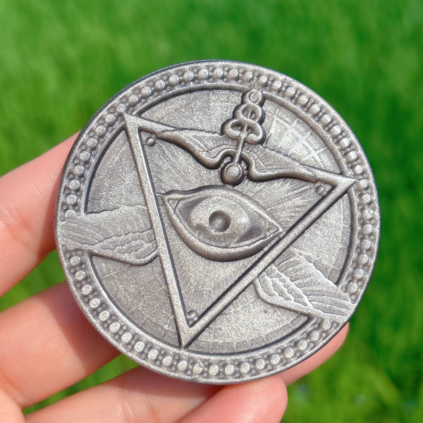 Silver obsidian All-seeing/evil eye spiritual Talisman: 1
