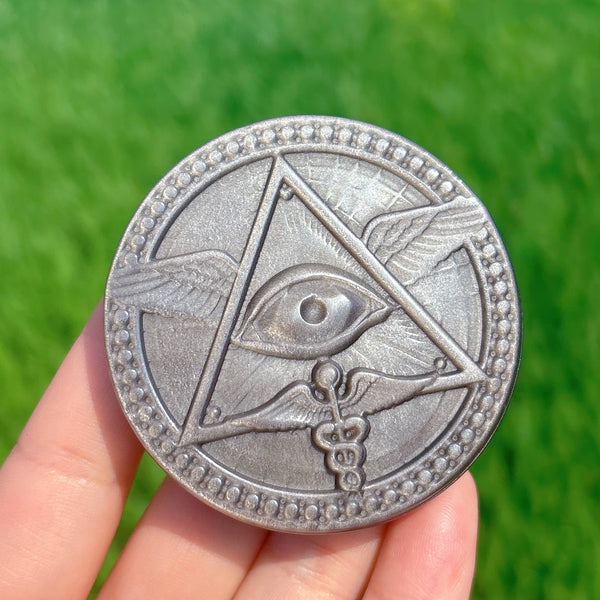 Silver obsidian All-seeing/evil eye spiritual Talisman: 1
