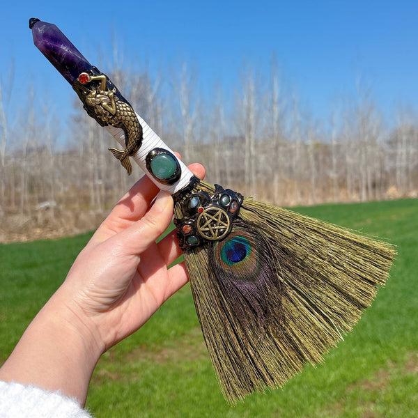 Dream amethyst Pentagrm angel Brush crystal quartz 43cm: 1