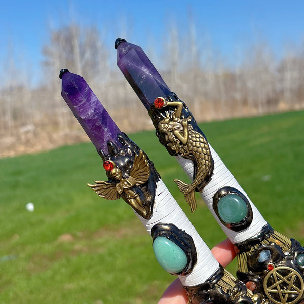 Dream amethyst Pentagrm angel Brush crystal quartz 43cm: 1