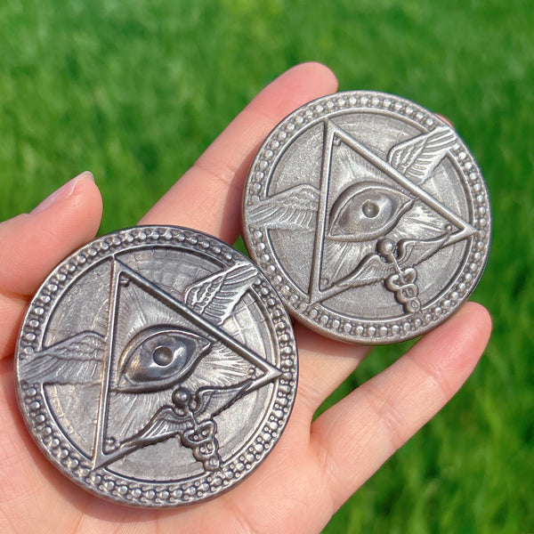 Silver obsidian All-seeing/evil eye spiritual Talisman: 1