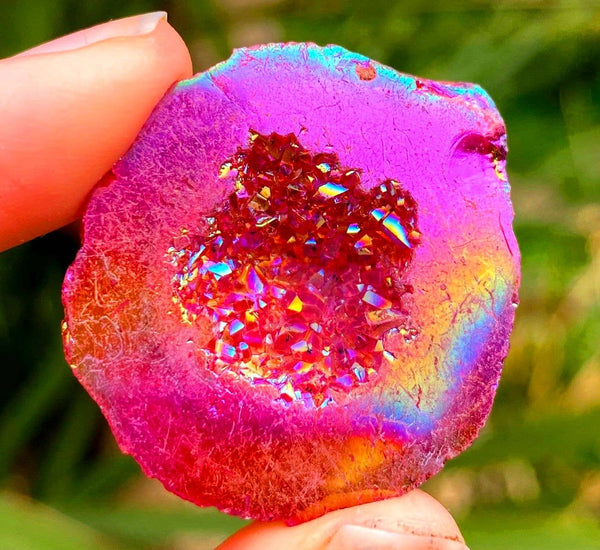 Tooth fairy geode 3cm pink sparkly 1.2inch druzy cave by elf