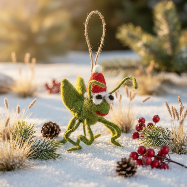 Handmade Felt Biodegradable Christmas Cricket Tree Hanging
