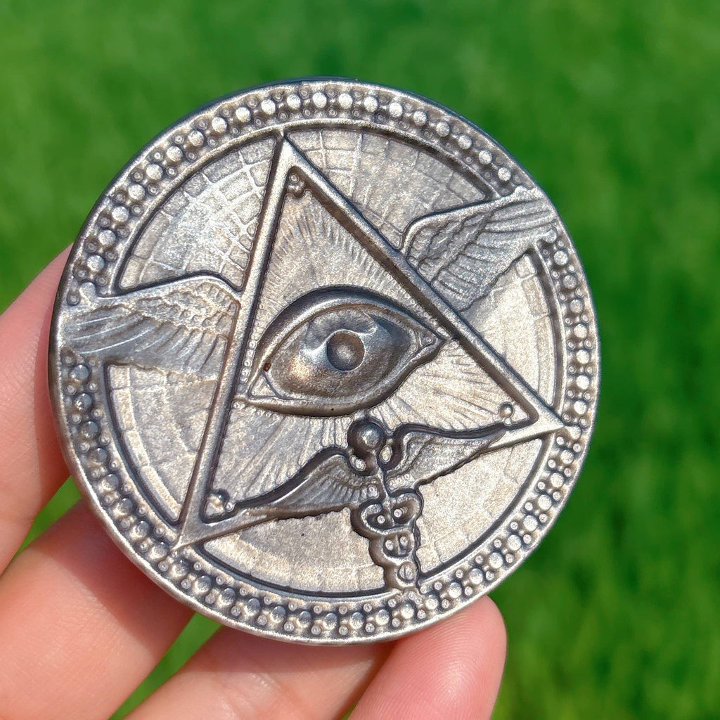 Silver obsidian All-seeing/evil eye spiritual Talisman: 1