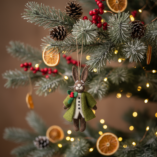 Handmade Felt Hector Christmas Hare Hanging Decoration