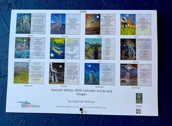 Hannah Willow 2026 words and images calendar