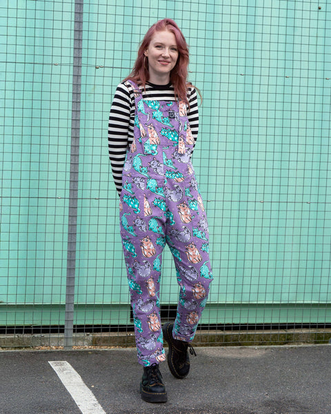 Rebel Romance x Abi Perry Purrfect Cats Stretch Dungarees: XS