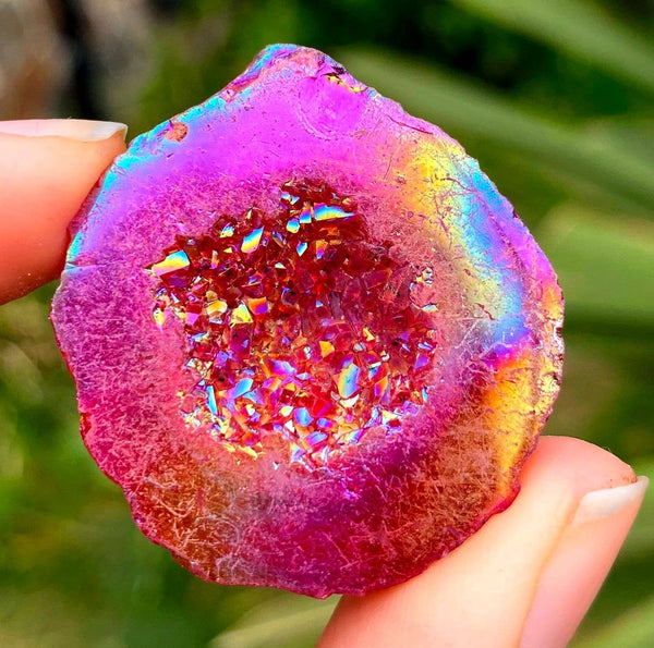 Tooth fairy geode 3cm pink sparkly 1.2inch druzy cave by elf