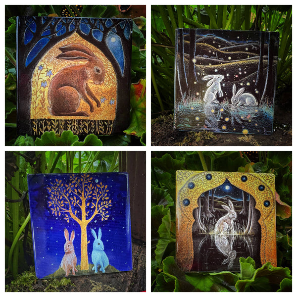 High quality Ceramic Coaster featuring Hares: All 4 designs